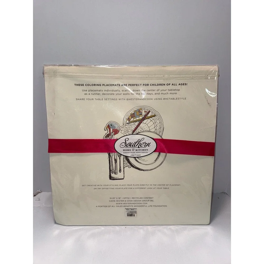 Hester & Cook Coloring Turkey Paper Placemats Pack of 12 Thanksgiving KP1112